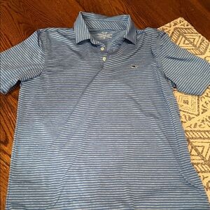 Vineyard Vines Light Blue & Gray Striped Polo - Men's